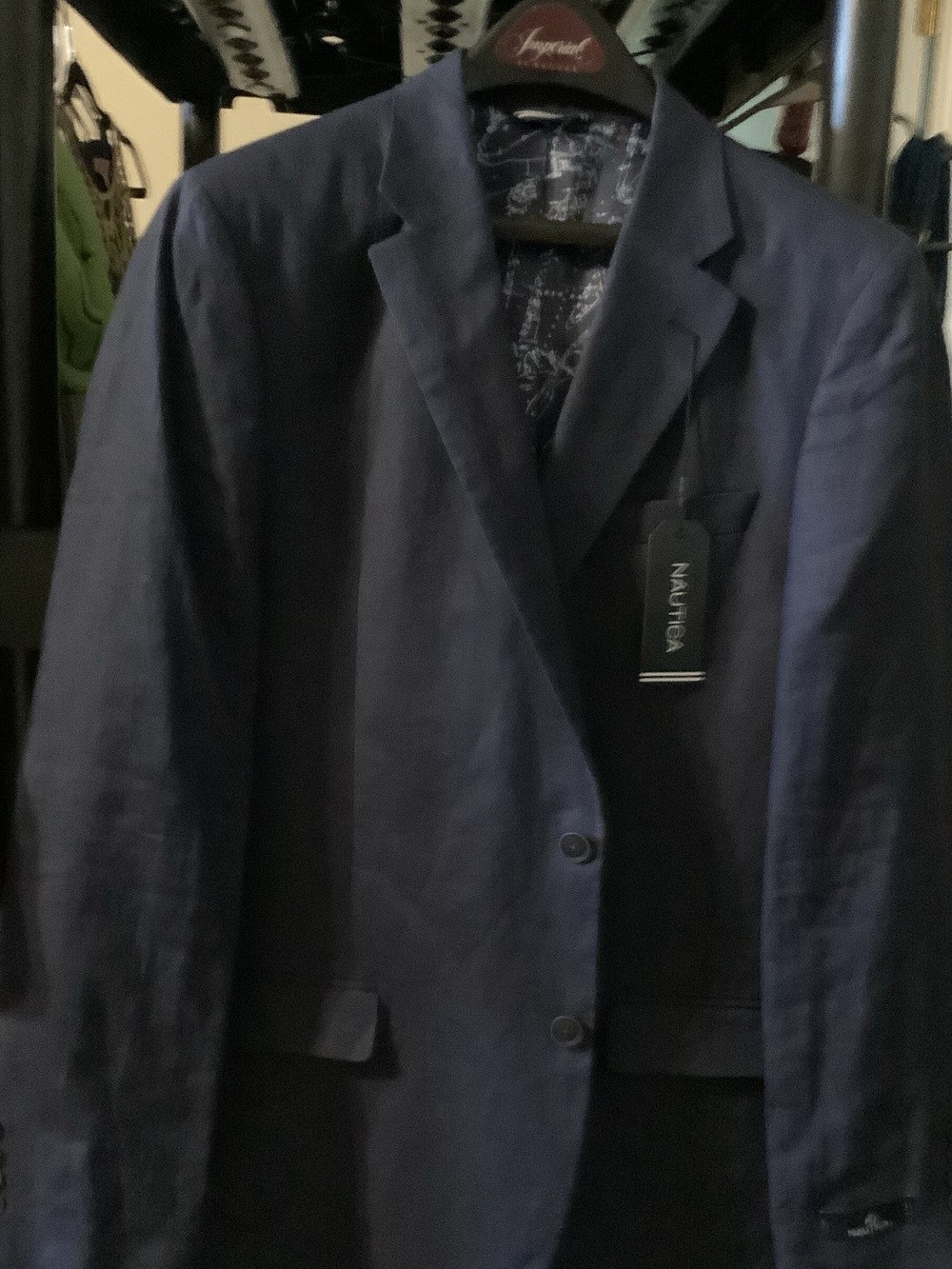 Nautica Men's Dark Blue Linen Sport Coat, 42L, blue, new